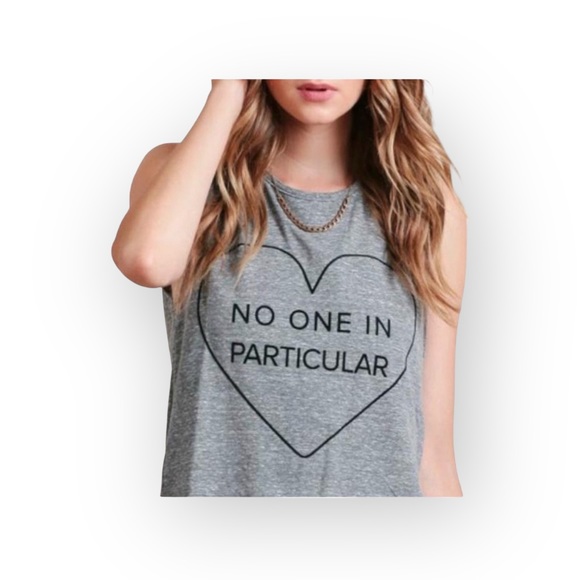 new հթ ♥︎ Lovers + Friends No One Particular Graphic Tank Top ♥︎ Sweatshirt Grey - Picture 10 of 16